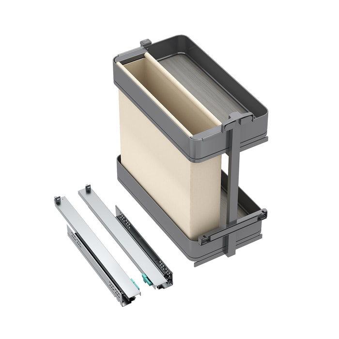 Emuca NEU | Harmony-Ausziehregal mit Körben und Brotkasten mit Soft-Close, Modul Breite 300mm Höhe 700mm, Stahl und Holz, Anthrazitgrau