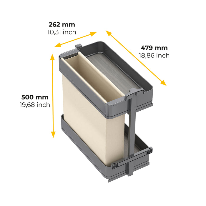 Emuca NEU | Harmony-Ausziehregal mit Körben und Brotkasten mit Soft-Close, Modul Breite 300mm Höhe 700mm, Stahl und Holz, Anthrazitgrau