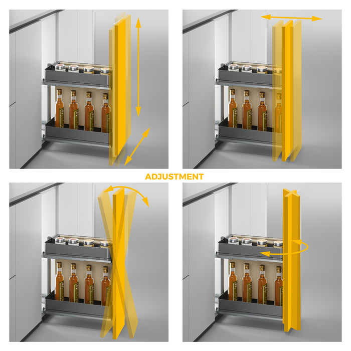 Emuca NEU | Harmony-Ausziehregal mit Körben und Brotkasten mit Soft-Close, Modul Breite 300mm Höhe 700mm, Stahl und Holz, Anthrazitgrau