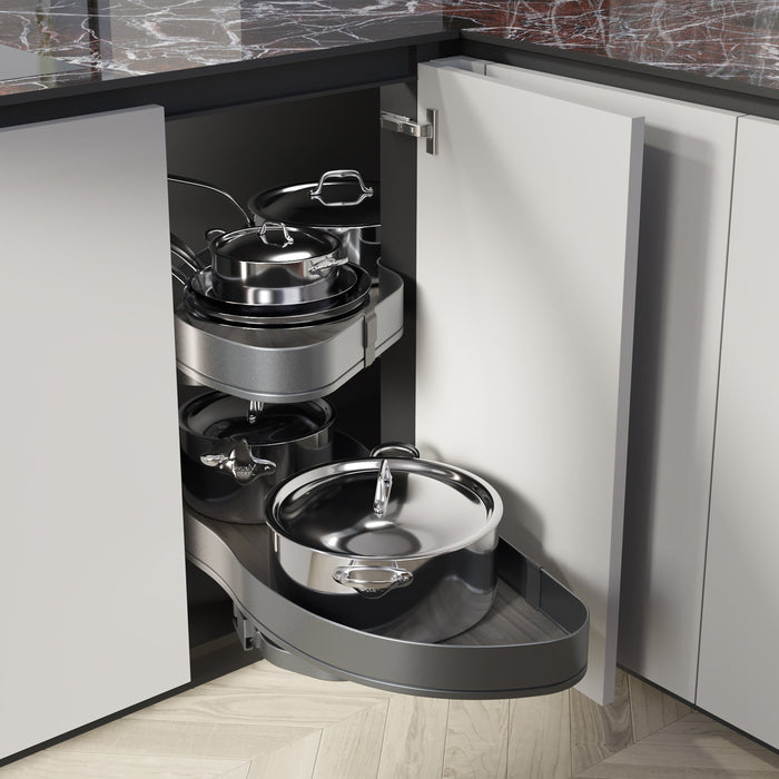 Ecksystem Lake Harmony für Küchenmodul, Links, höhenverstellbar, Stahl und Holz, Anthrazitgrau