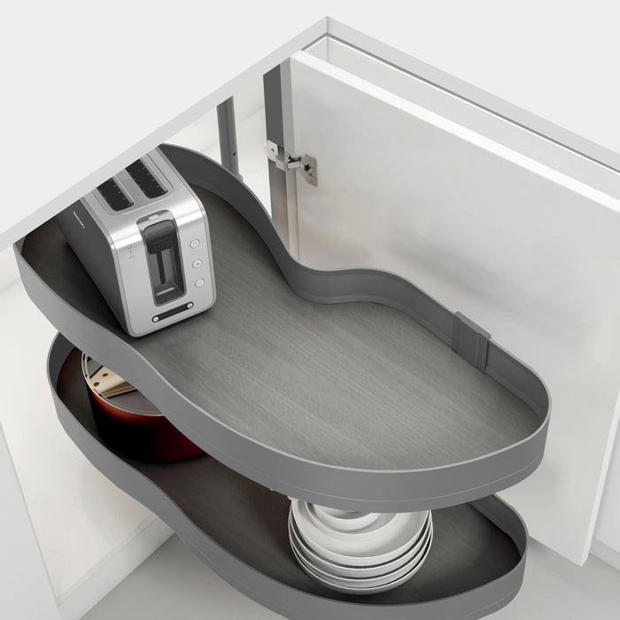 Emuca NEU | Ecksystem Lake Harmony für Küchenmodul, Links, höhenverstellbar, Stahl und Holz, Anthrazitgrau