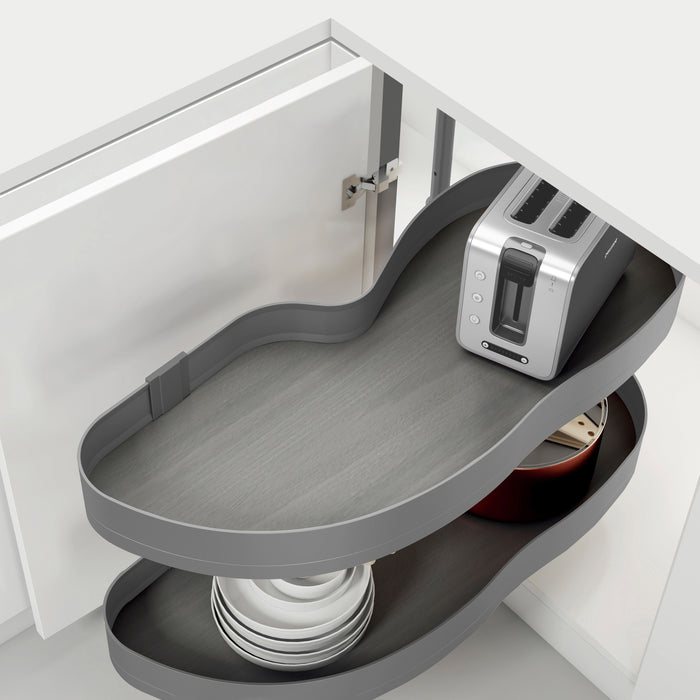 Emuca NEU | Ecksystem Lake Harmony für Küchenmodul, Rechts, höhenverstellbar, Stahl und Holz, Anthrazitgrau