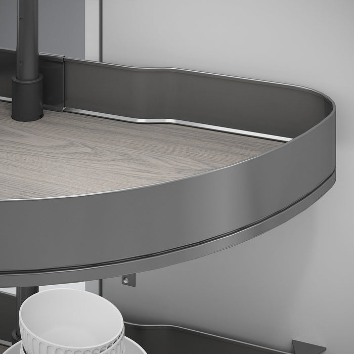 Satz Harmony 1/2 drehbare Ablagen für Küchenschränke, Modulbreite 800mm, höhenverstellbar, Stahl und Holz, Anthrazitgrau