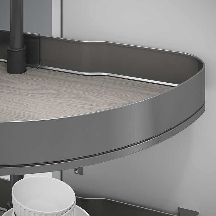 Emuca NEU | Satz Harmony 1/2 drehbare Ablagen für Küchenschränke, Modulbreite 800mm, höhenverstellbar, Stahl und Holz, Anthrazitgrau