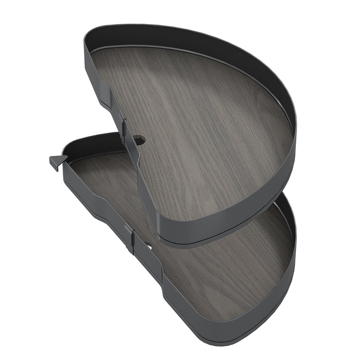 Satz Harmony 1/2 drehbare Ablagen für Küchenschränke, Modulbreite 800mm, höhenverstellbar, Stahl und Holz, Anthrazitgrau