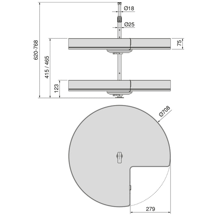 Satz Harmony drehbare Ablagen 3/4, Modulbreite 800mm, höhenverstellbar, Stahl und Holz, Anthrazitgrau