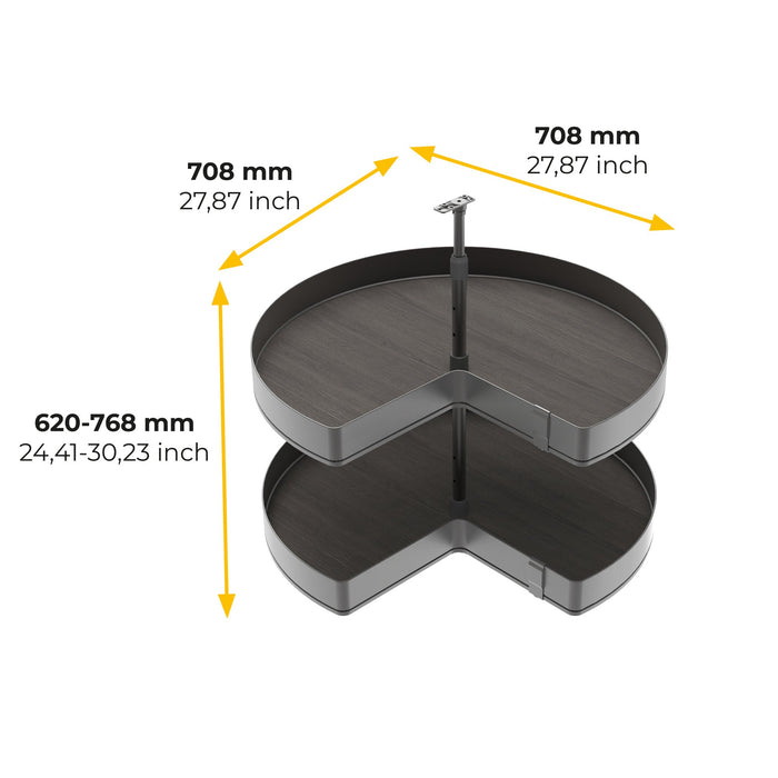 Satz Harmony drehbare Ablagen 3/4, Modulbreite 800mm, höhenverstellbar, Stahl und Holz, Anthrazitgrau