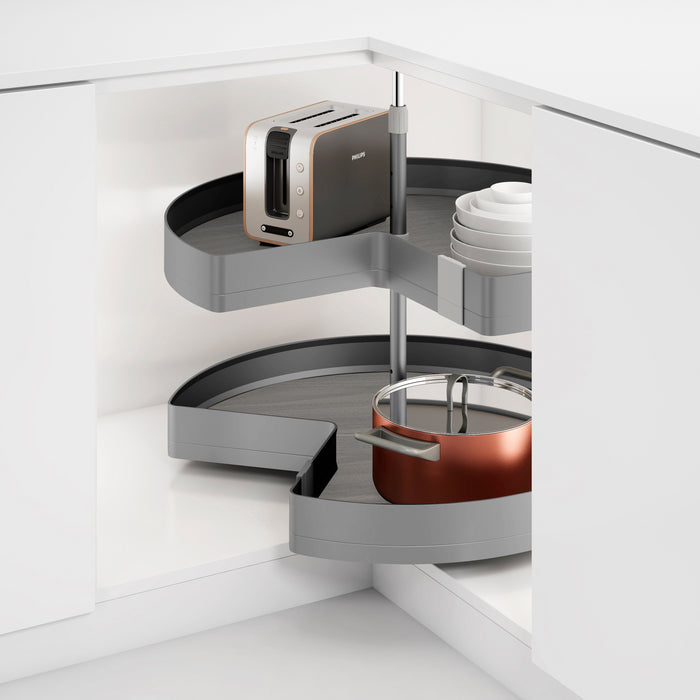 Emuca NEU | Satz Harmony drehbare Ablagen 3/4, Modulbreite 800mm, höhenverstellbar, Stahl und Holz, Anthrazitgrau