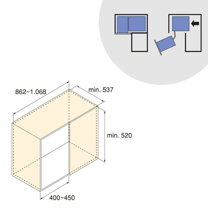 Emuca NEU | Harmony Eckauszugssystem für Küchenmöbel, Links, Stahl und Holz, Anthrazitgrau