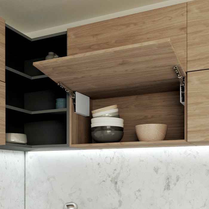 Emuca NEU | Klappensystem Altius Lift, Macht 560-1800 (low=L), Stahl und Kunststoff, Weiß