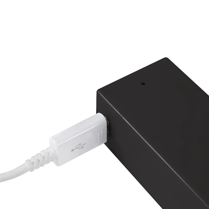 Emuca NEU | Garderobenstange mit LED-Licht Castor, mit abnehmbare Batterie und Bewegungssensor, L858mm, Kunststoff und Aluminium, Tiefschwarz lackiert