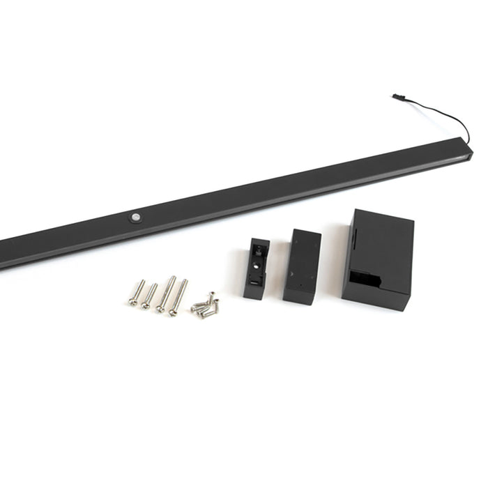 Emuca NEU | Garderobenstange mit LED-Licht Castor, mit abnehmbare Batterie und Bewegungssensor, L708mm, Kunststoff und Aluminium, Tiefschwarz lackiert