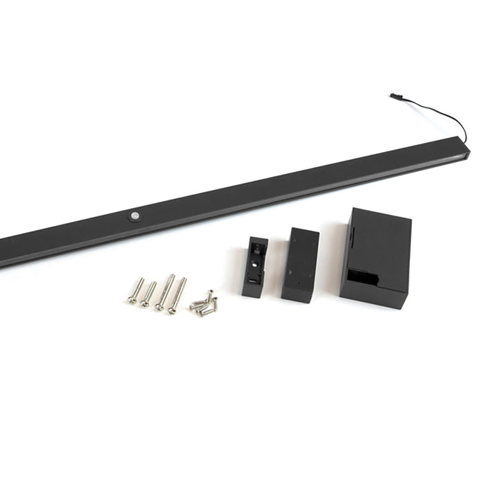 Emuca NEU | Garderobenstange mit LED-Licht Castor, mit abnehmbare Batterie und Bewegungssensor, L858mm, Kunststoff und Aluminium, Tiefschwarz lackiert