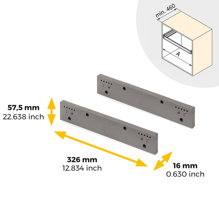 Emuca NEU | Satz von 2 Seitlicher Abstandshalter für Quartz -Rahmen, Kunststoff, Titanium