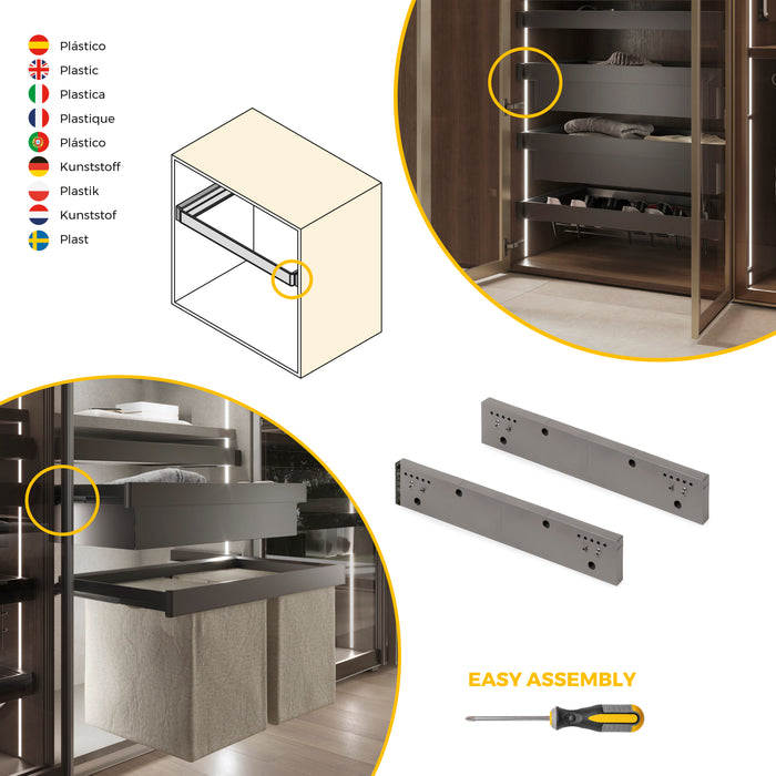 Emuca NEU | Satz von 2 Seitlicher Abstandshalter für Quartz -Rahmen, Kunststoff, Titanium