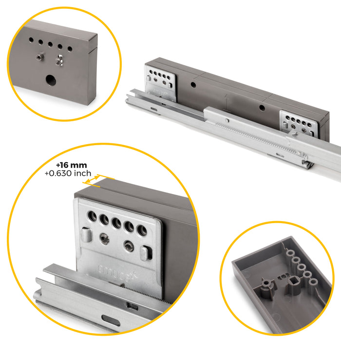 Emuca NEU | Satz von 2 Seitlicher Abstandshalter für Quartz -Rahmen, Kunststoff, Titanium