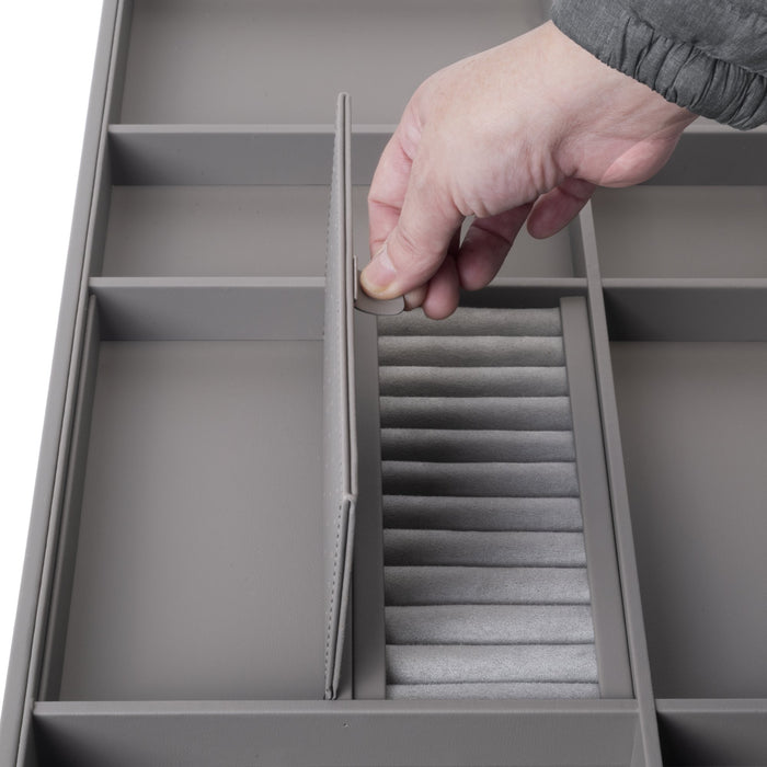 Organisationsschublade für Schränke und Kommoden Quartz, 740 (M90), Öko-Leder und Holz, Titanium