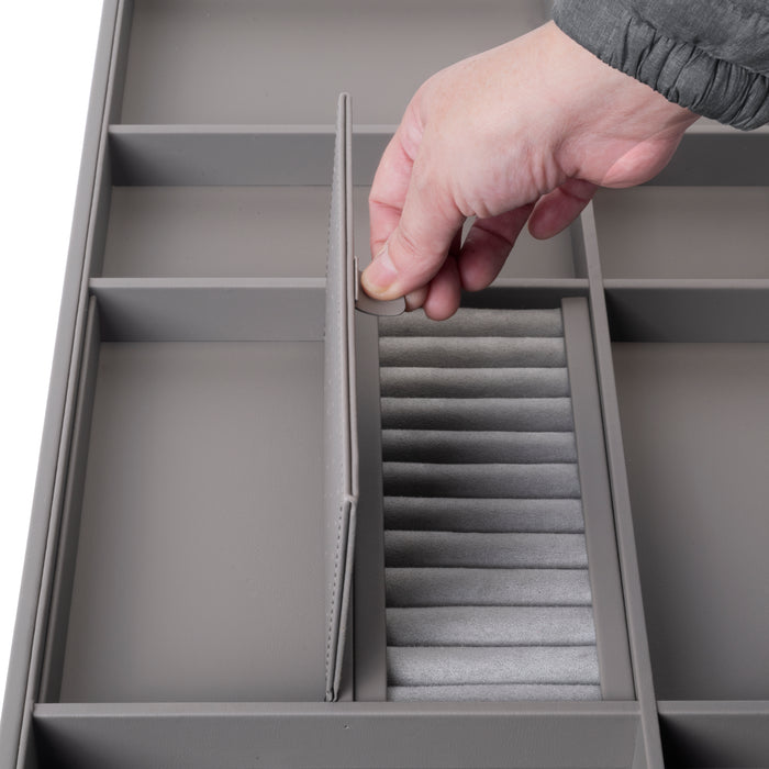 Emuca NEU | Organisationsschublade für Schränke und Kommoden Quartz, 540 (M70), Öko-Leder und Holz, Titanium