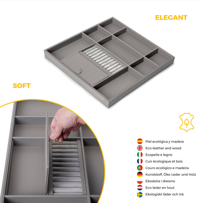 Emuca NEU | Satz Organisationsschublade und ahmen für Schrank Quartz, mit Softclose-Vollauszug, Modul 60cm, Titanium