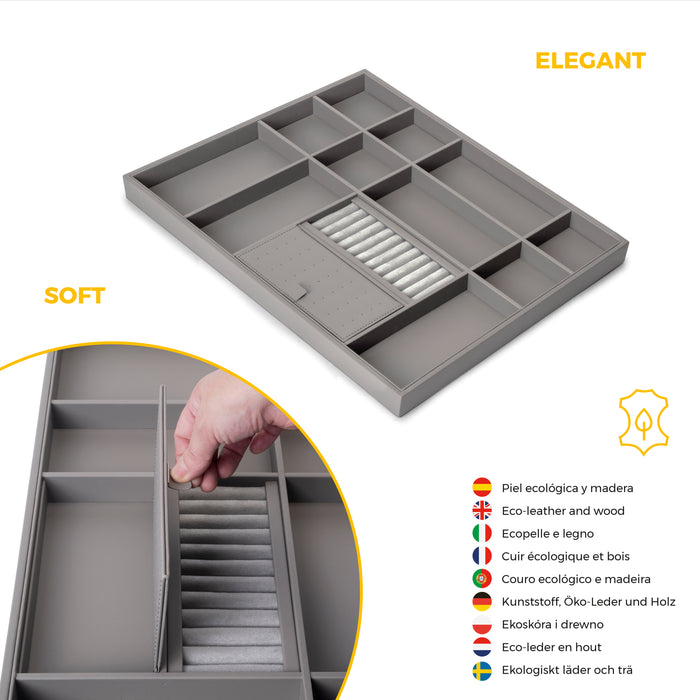 Emuca NEU | Satz Organisationsschublade und ahmen für Schrank Quartz, mit Softclose-Vollauszug, Modul 70cm, Titanium