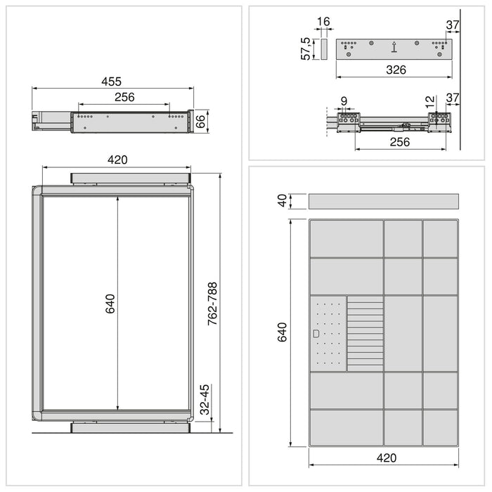 Satz Organisationsschublade und ahmen für Schrank Quartz, mit Softclose-Vollauszug, Modul 80cm, Titanium
