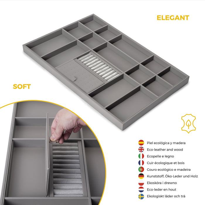Satz Organisationsschublade und ahmen für Schrank Quartz, mit Softclose-Vollauszug, Modul 80cm, Titanium