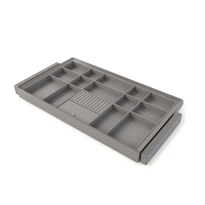 Satz Organisationsschublade und ahmen für Schrank Quartz, mit Softclose-Vollauszug, Modul 90cm, Titanium