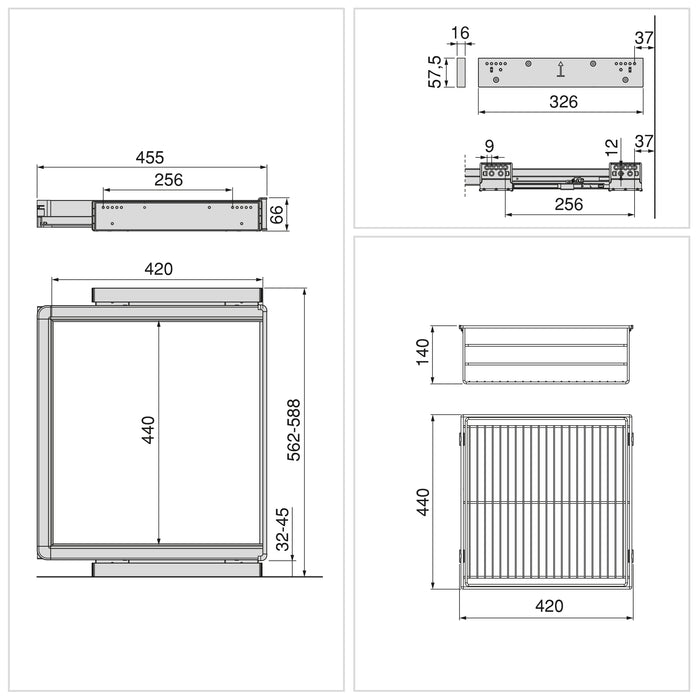 Emuca NEU | Satz Schublade und ahmen für Schrank Quartz, mit Softclose-Vollauszug, Modul 60cm, Titanium