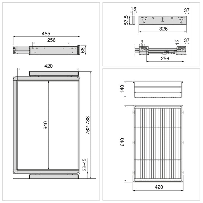 Emuca NEU | Satz Schublade und ahmen für Schrank Quartz, mit Softclose-Vollauszug, Modul 80cm, Titanium