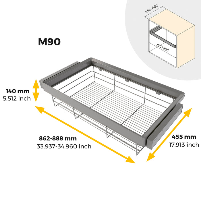 Emuca NEU | Satz Schublade und ahmen für Schrank Quartz, mit Softclose-Vollauszug, Modul 90cm, Titanium