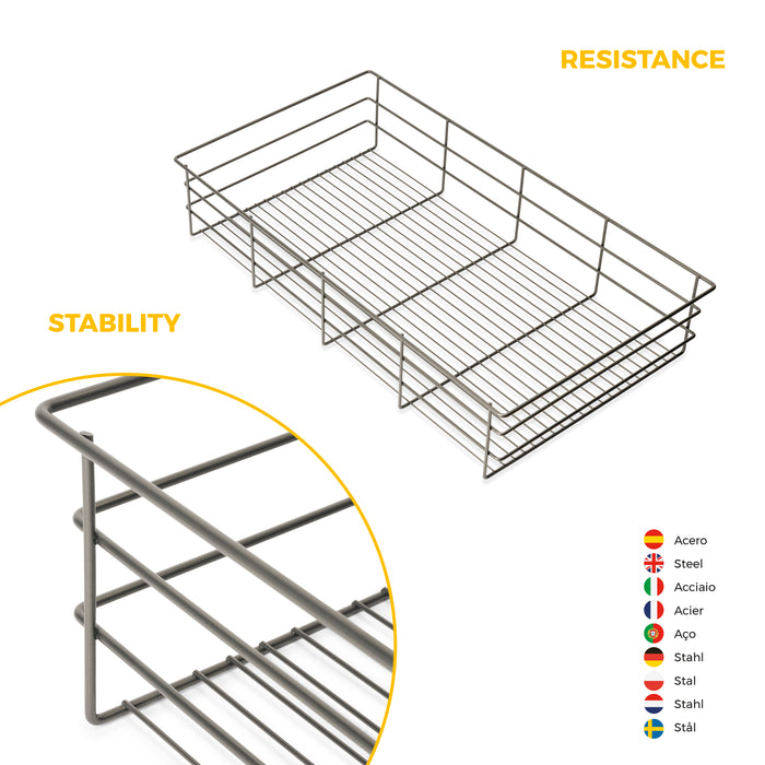 Emuca NEU | Satz Schublade und ahmen für Schrank Quartz, mit Softclose-Vollauszug, Modul 90cm, Titanium