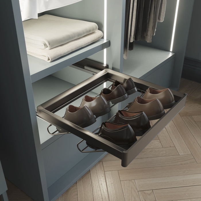 Satz aus Schuhschublade und ahmen für Schrank Quartz, mit Soft-Close- und Vollauszugsschienen, Modul 90 cm, Titan-Oberfläche