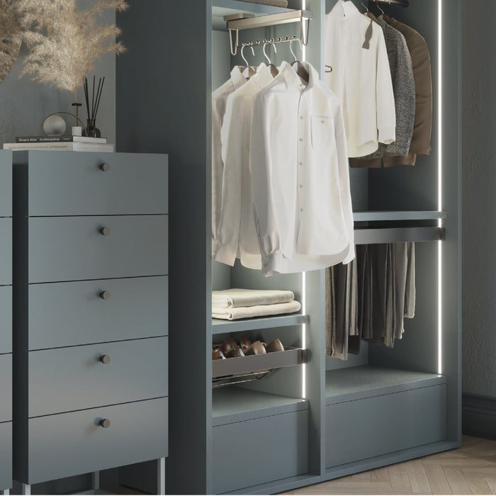 Satz aus Schuhschublade und ahmen für Schrank Quartz, mit Soft-Close- und Vollauszugsschienen, Modul 80 cm, Titan-Oberfläche