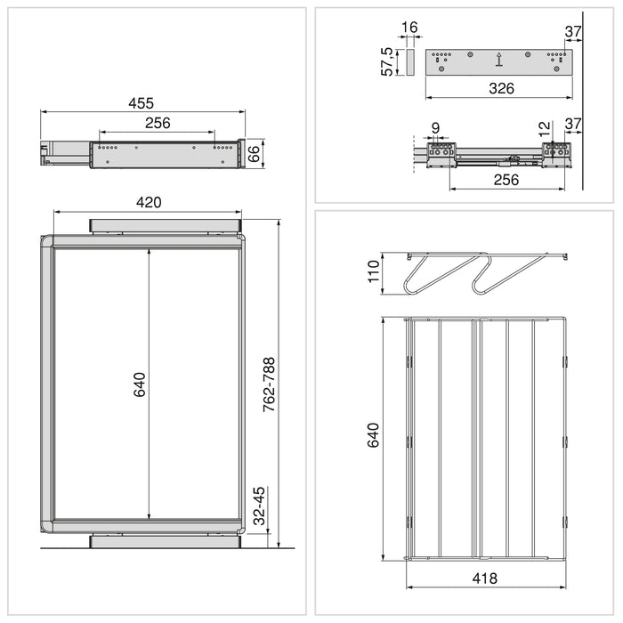 Emuca NEU | Satz aus Schuhschublade und ahmen für Schrank Quartz, mit Soft-Close- und Vollauszugsschienen, Modul 80 cm, Titan-Oberfläche