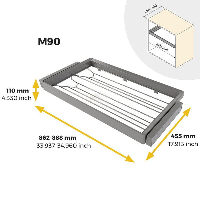 Satz aus Schuhschublade und ahmen für Schrank Quartz, mit Soft-Close- und Vollauszugsschienen, Modul 90 cm, Titan-Oberfläche
