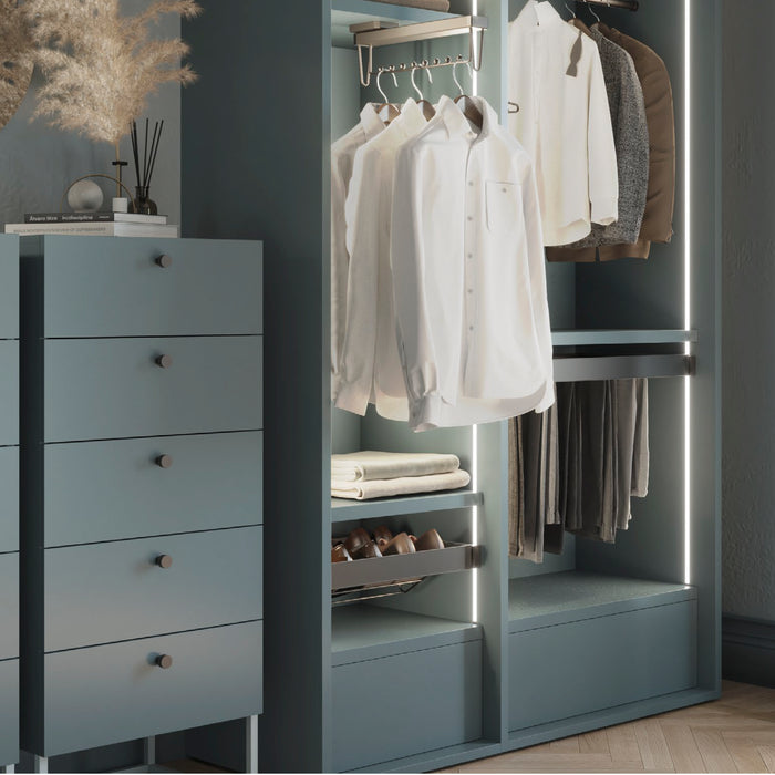 Emuca NEU | Satz aus Schuhschublade und ahmen für Schrank Quartz, mit Soft-Close- und Vollauszugsschienen, Modul 90 cm, Titan-Oberfläche