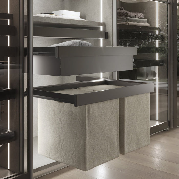 Satz aus Metallkasten und ahmen für Schrank Quartz, mit Soft-Close- und Vollauszugsschienen, Modul 90cm, Titanium