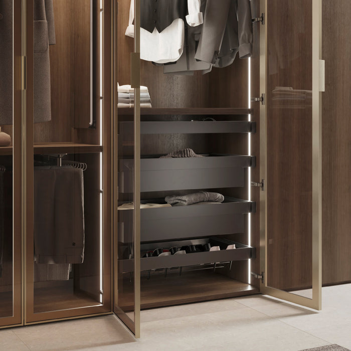 Emuca NEU | Satz aus Metallkasten und ahmen für Schrank Quartz, mit Soft-Close- und Vollauszugsschienen, Modul 60cm, Titanium