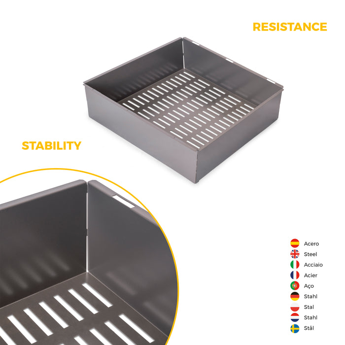 Emuca NEU | Satz aus Metallkasten und ahmen für Schrank Quartz, mit Soft-Close- und Vollauszugsschienen, Modul 60cm, Titanium