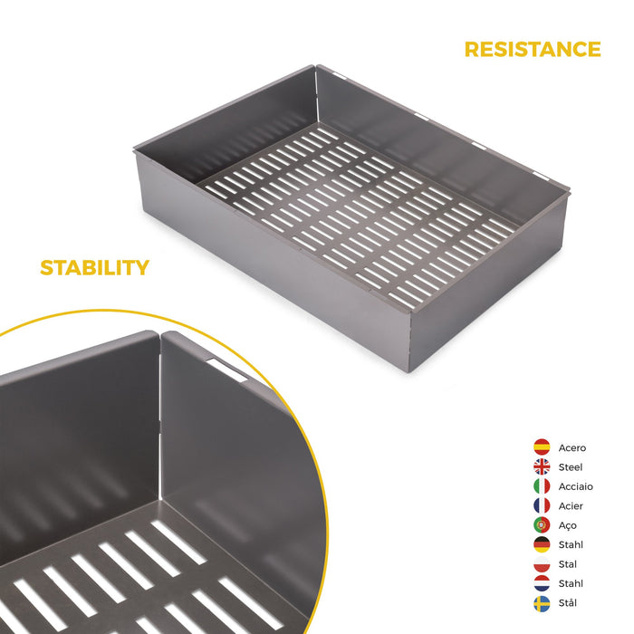 Satz aus Metallkasten und ahmen für Schrank Quartz, mit Soft-Close- und Vollauszugsschienen, Modul 70cm, Titanium