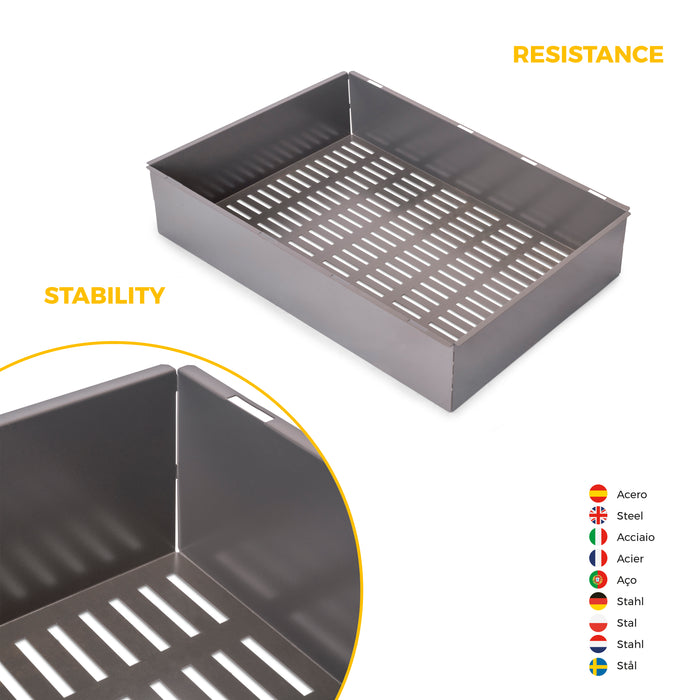 Emuca NEU | Satz aus Metallkasten und ahmen für Schrank Quartz, mit Soft-Close- und Vollauszugsschienen, Modul 70cm, Titanium
