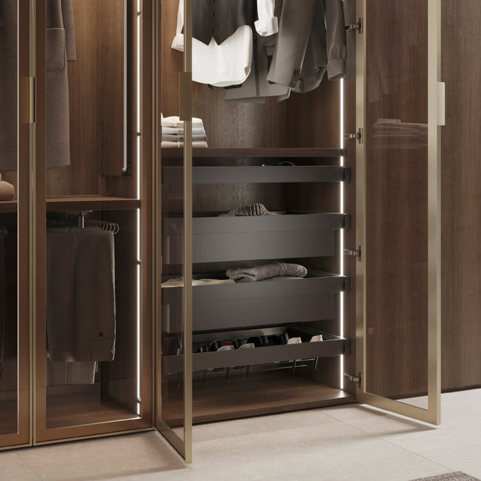 Emuca NEU | Satz aus Metallkasten und ahmen für Schrank Quartz, mit Soft-Close- und Vollauszugsschienen, Modul 80cm, Titanium