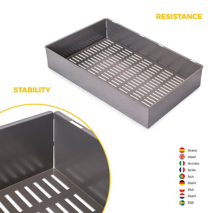 Emuca NEU | Satz aus Metallkasten und ahmen für Schrank Quartz, mit Soft-Close- und Vollauszugsschienen, Modul 80cm, Titanium
