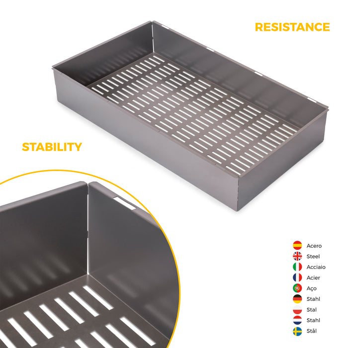 Emuca NEU | Satz aus Metallkasten und ahmen für Schrank Quartz, mit Soft-Close- und Vollauszugsschienen, Modul 90cm, Titanium