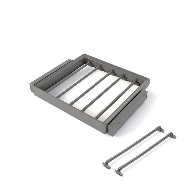 Satz aus 7-Stangen-Hosenhalter und ahmen für Schrank Quartz, mit Soft-Close- und Vollauszugsschienen, Modul 60 cm, Titan-Oberfläche