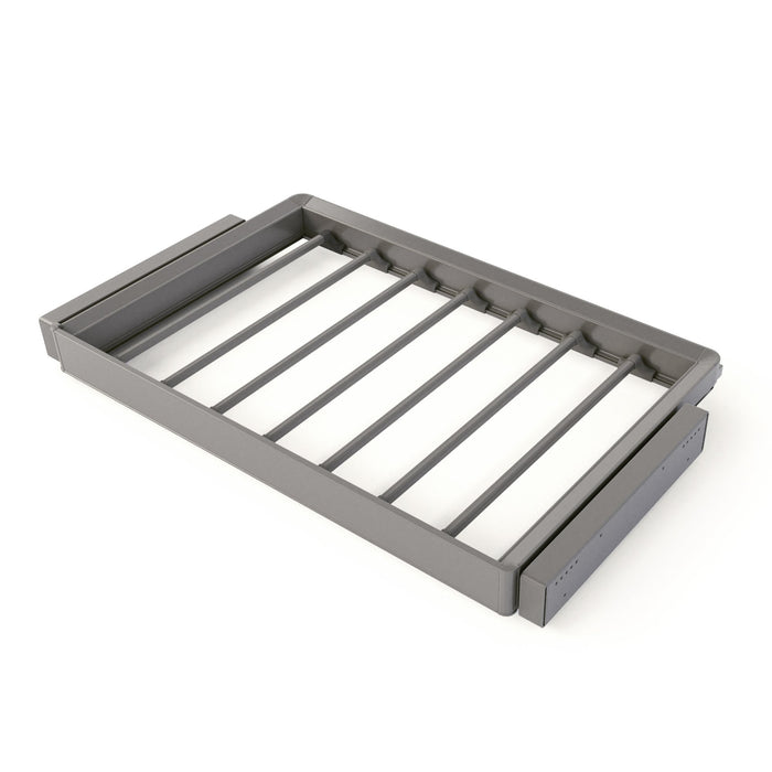 Satz aus 7-Stangen-Hosenhalter und ahmen für Schrank Quartz, mit Soft-Close- und Vollauszugsschienen, Modul 80 cm, Titan-Oberfläche