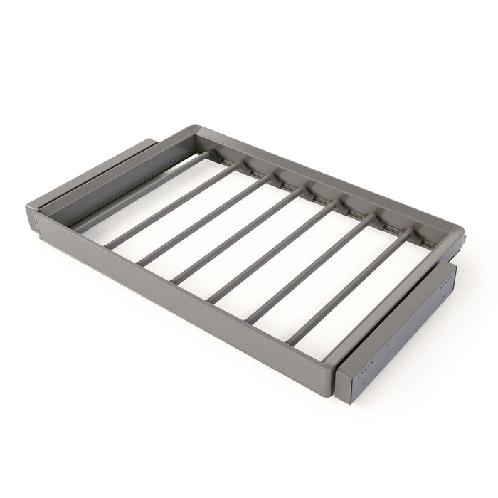 Emuca NEU | Satz aus 7-Stangen-Hosenhalter und ahmen für Schrank Quartz, mit Soft-Close- und Vollauszugsschienen, Modul 80 cm, Titan-Oberfläche