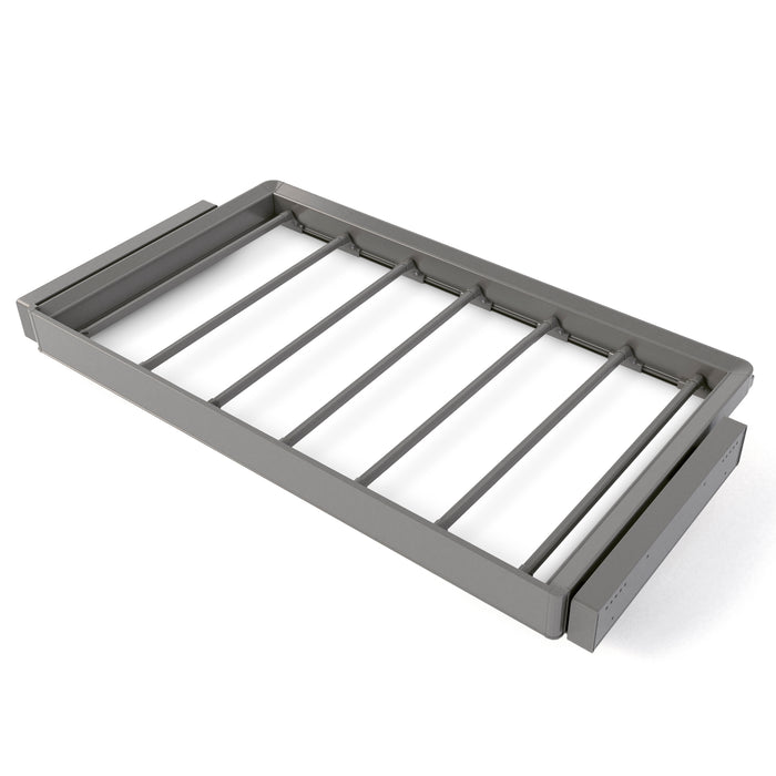 Emuca NEU | Satz aus 7-Stangen-Hosenhalter und ahmen für Schrank Quartz, mit Soft-Close- und Vollauszugsschienen, Modul 90 cm, Titan-Oberfläche