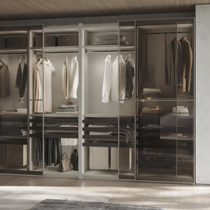 Satz aus 2 Hilfstablett, 1 Wäschekorb und ahmen für Schrank Quartz, mit Soft-Close- und Vollauszugsschienen, Modul 90 cm, Titan-Oberfläche