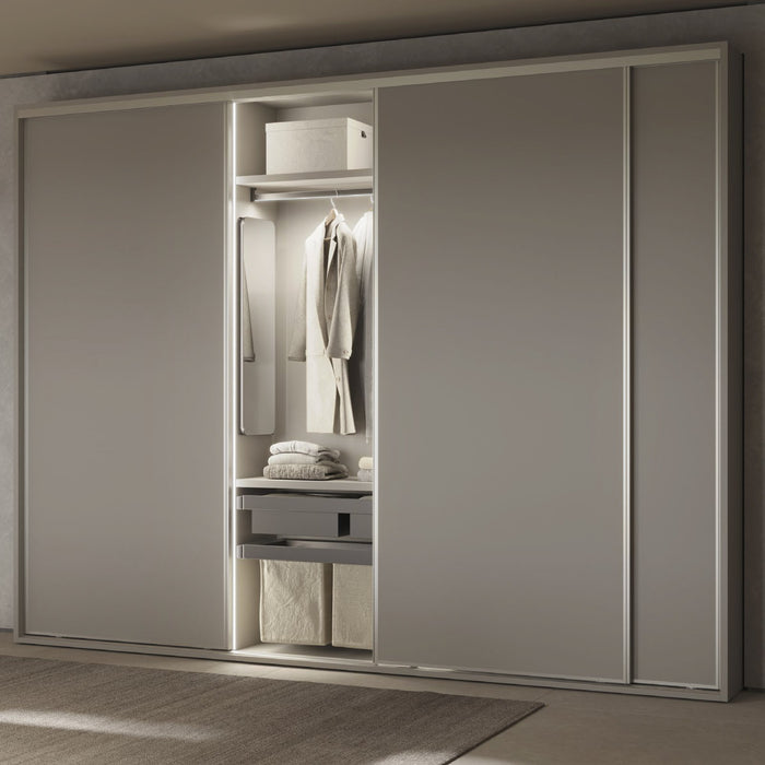 Satz aus 2 Hilfstablett, 1 Wäschekorb und ahmen für Schrank Quartz, mit Soft-Close- und Vollauszugsschienen, Modul 90 cm, Titan-Oberfläche